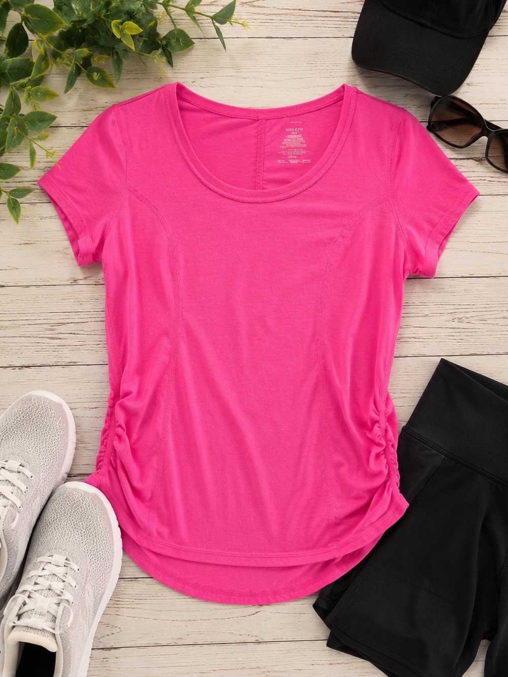 Athletic Works Women’s Medium Pink Ruched Active Workout Tee